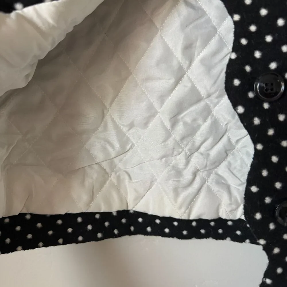 Cat & Jack Girls Black White Polka Dot Pea Coat Jacket Size 5T Quilted Lining